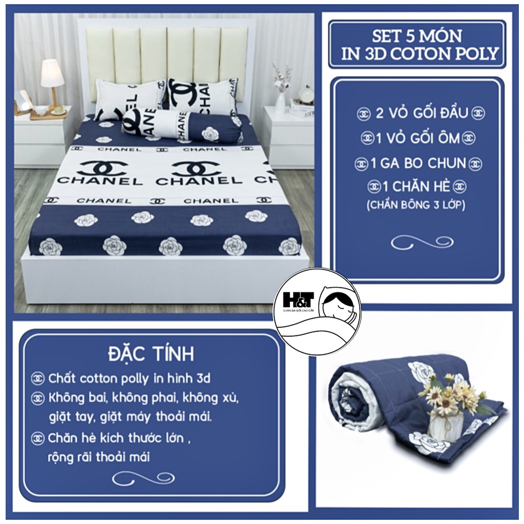 Bộ Ga Gối 5 Món Với Họa Tiết Đặc Sắc Siêu Hot 🔥 By H&T CHĂN GA GỐI CAO CẤP