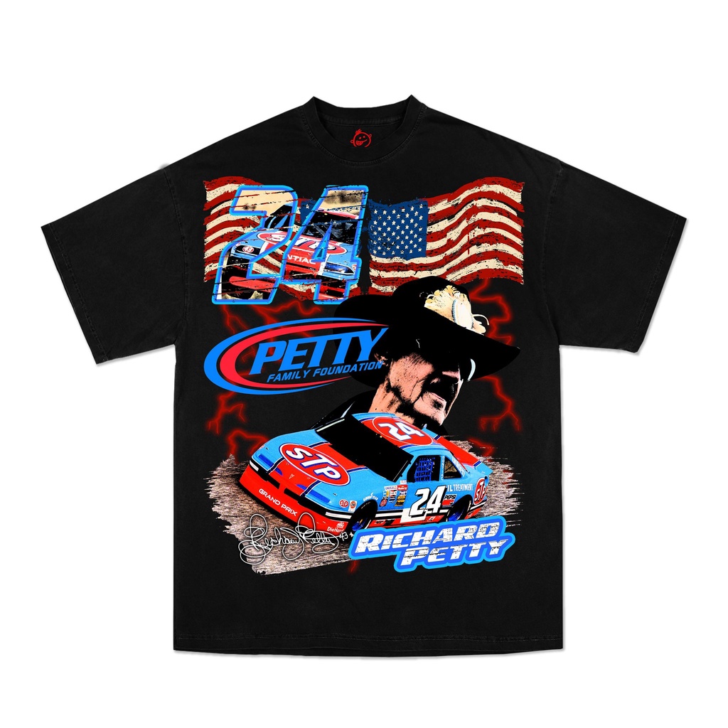 BLANK | Áo Thun PETTY-RACING Tay Lỡ Unisex - Đen/Trắng Cổ Tròn