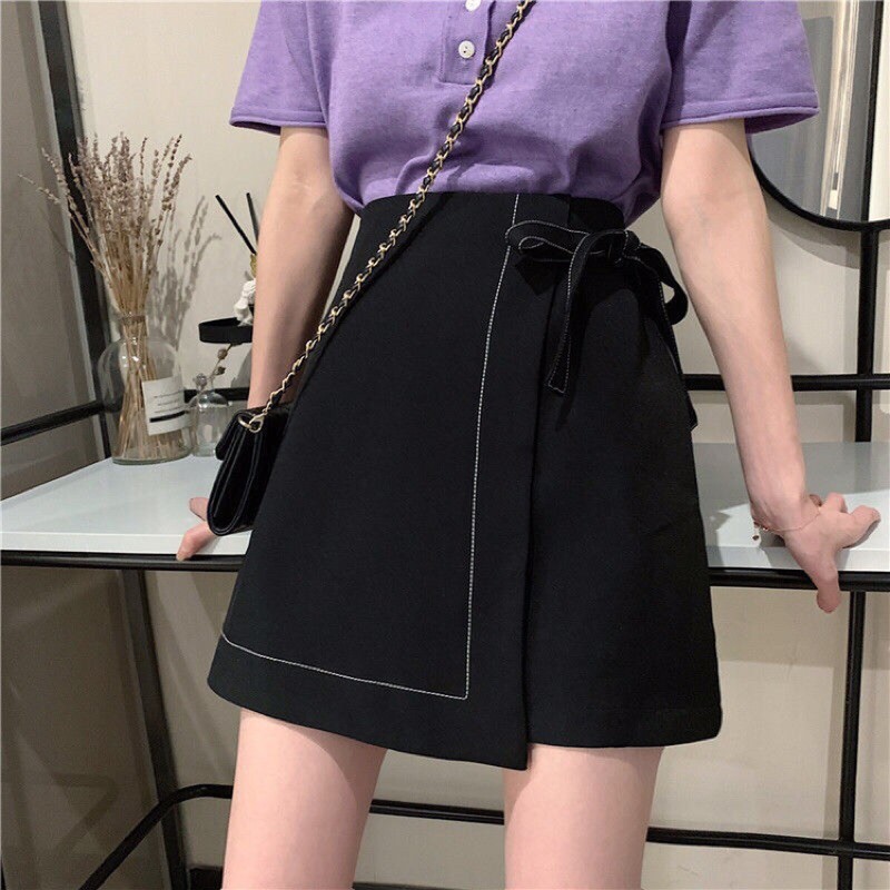 CHÂN VÁY CHỮ A VIỀN CHỈ NỔI CÓ NƠ,QUẦN GIẢ VÁY VIỀN CHỈ NỔI PHỐI NƠ | BigBuy360 - bigbuy360.vn