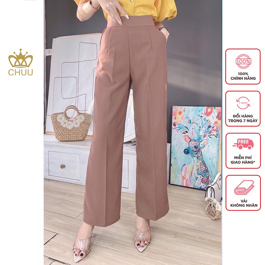 Quần tây nữ lưng cao màu nâu basic CHUU BROWN