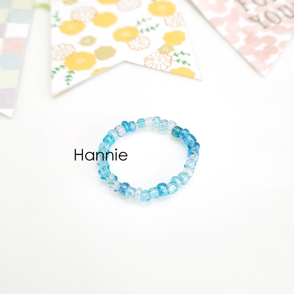 Nhẫn nữ hạt cườm trong - Nhẫn dành cho nữ handmade đơn giản (Xanh biển/Cam/Xanh lá/Đỏ)