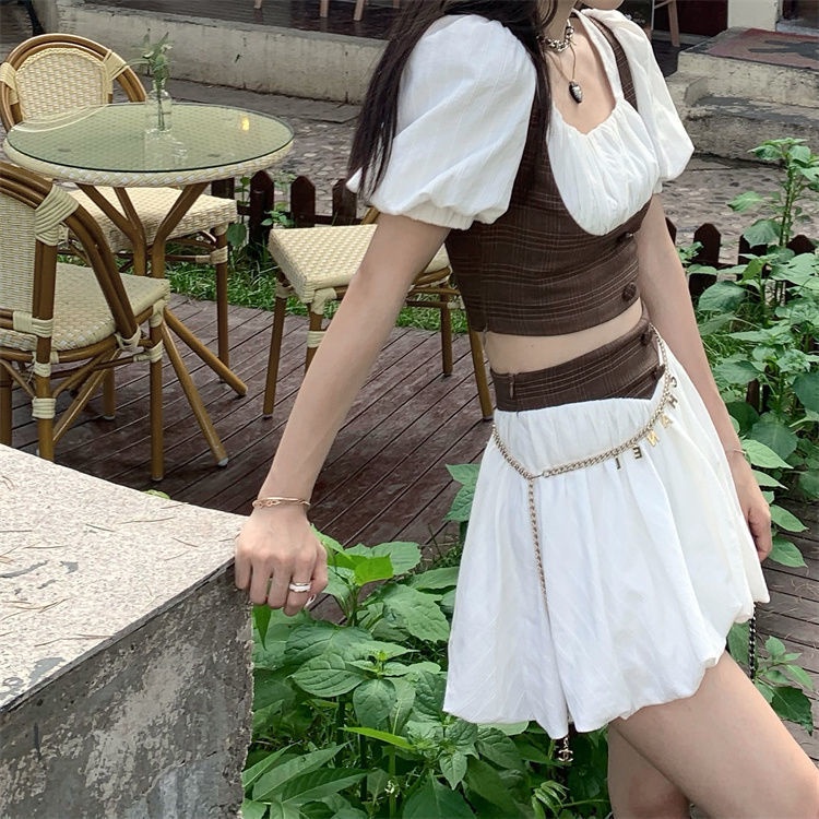 Set Áo Trắng + Chân Váy Ngắn Phong Cách Công Chúa Cổ Điển Cho Nữ | BigBuy360 - bigbuy360.vn