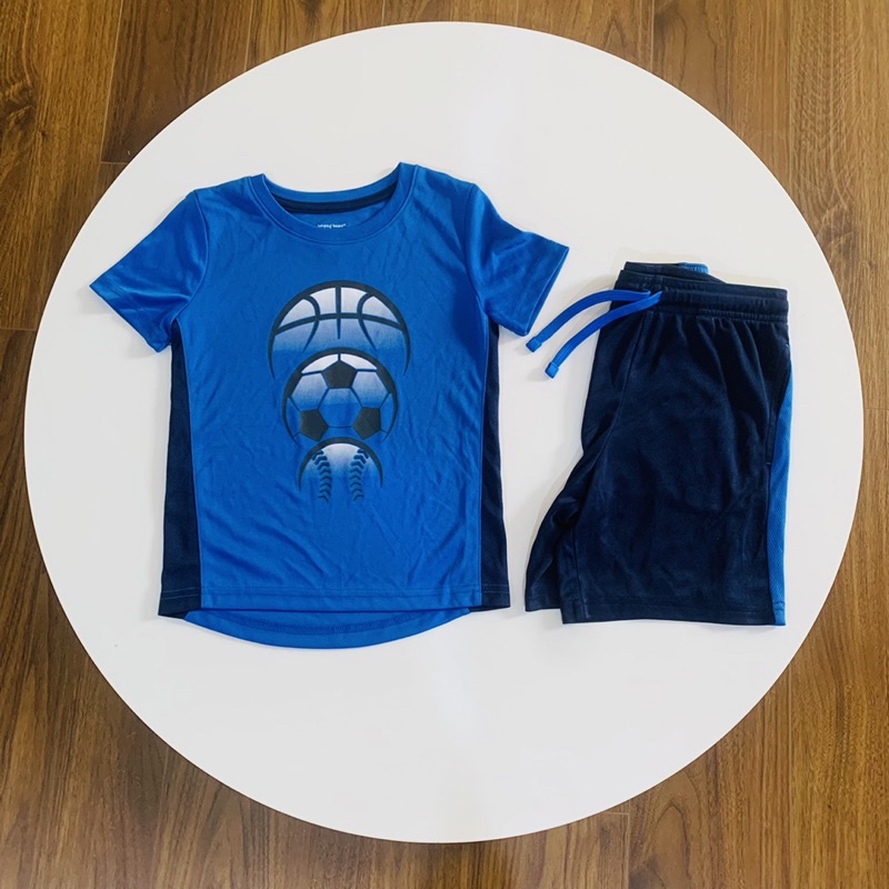 Bộ quần áo cộc tay bé trai mùa hè Jumbingbean chất liệu thun thể thao thông hơi thoáng khí