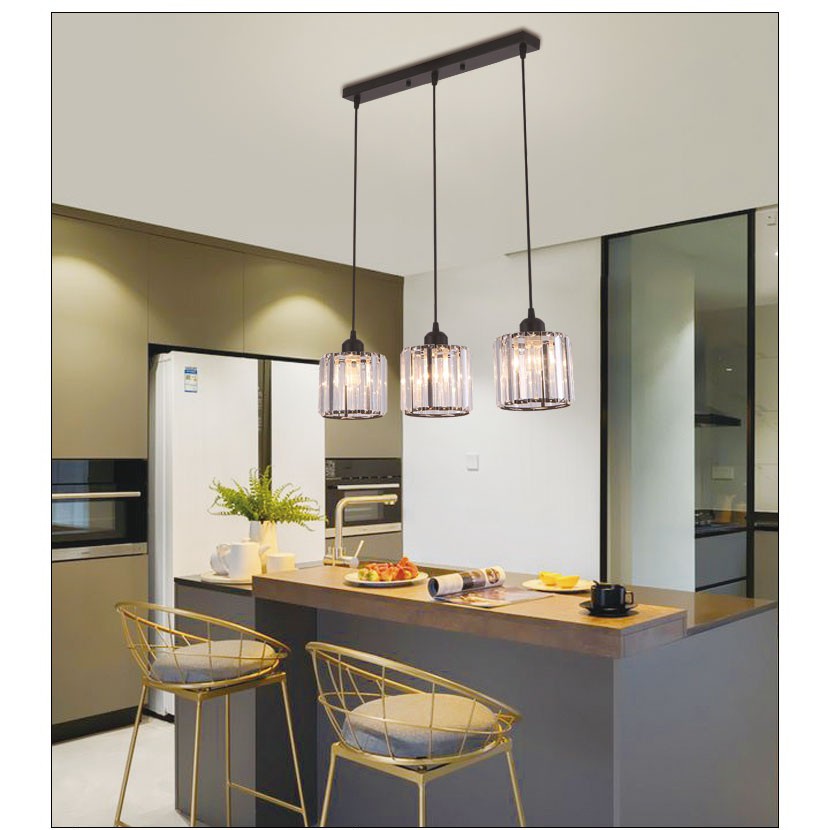 Đèn thả pha lê trang trí hiện đại - kèm bóng LED và đế ốp trần