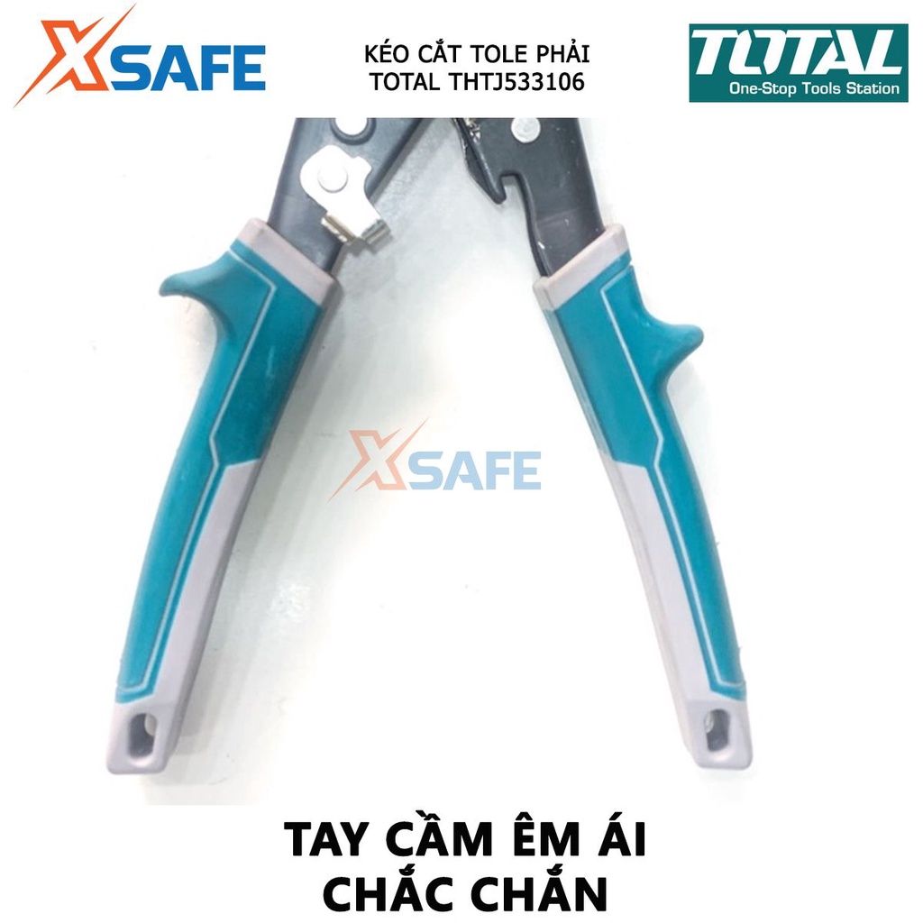 Kéo cắt tole phải TOTAL THTJ533106 Kéo cắt tôn dài 250mm, chất liệu hợp kim thép đặc biệt bền bỉ - Chính hãng [XSAFE]