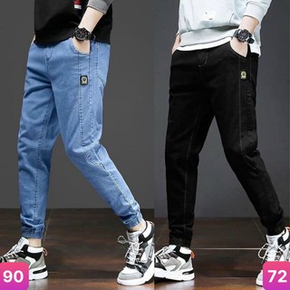 Quần jean jogger nam màu xanh đen trơn bo chân không rách chất bò cao cấp co dãn 4 chiều, rin lưng thun HB102 nhiều mẫu