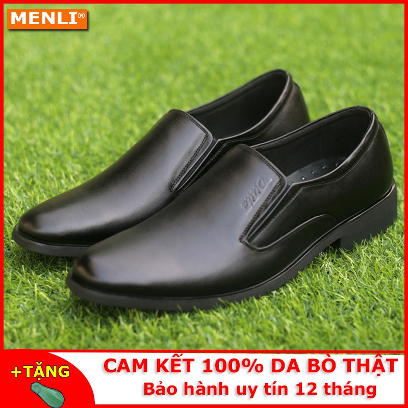 Giày lười da thật dáng công sở MENLI GLSP67 (Size LỚN) (Tặng đón giày)