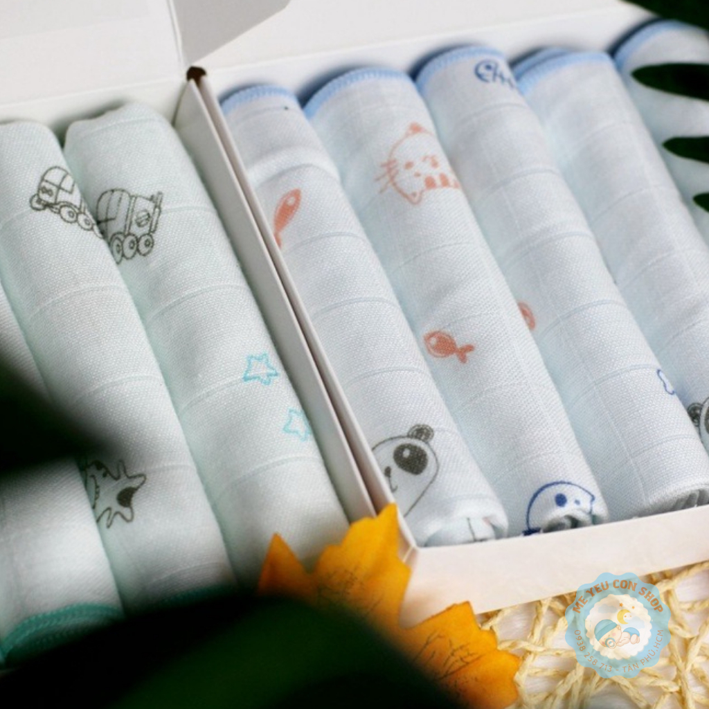 [1 cái] Khăn sữa sợi tre 4 lớp cao cấp cho bé - Hiệu Cún Con (katydang)