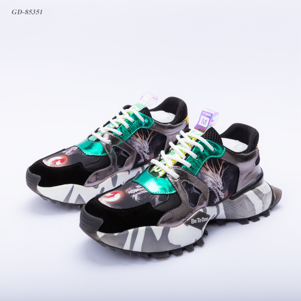 Giày nam sneaker họa tiết đẹp, chất liệu da kết hơp đế tăng chiều cao GD85351 | BigBuy360 - bigbuy360.vn