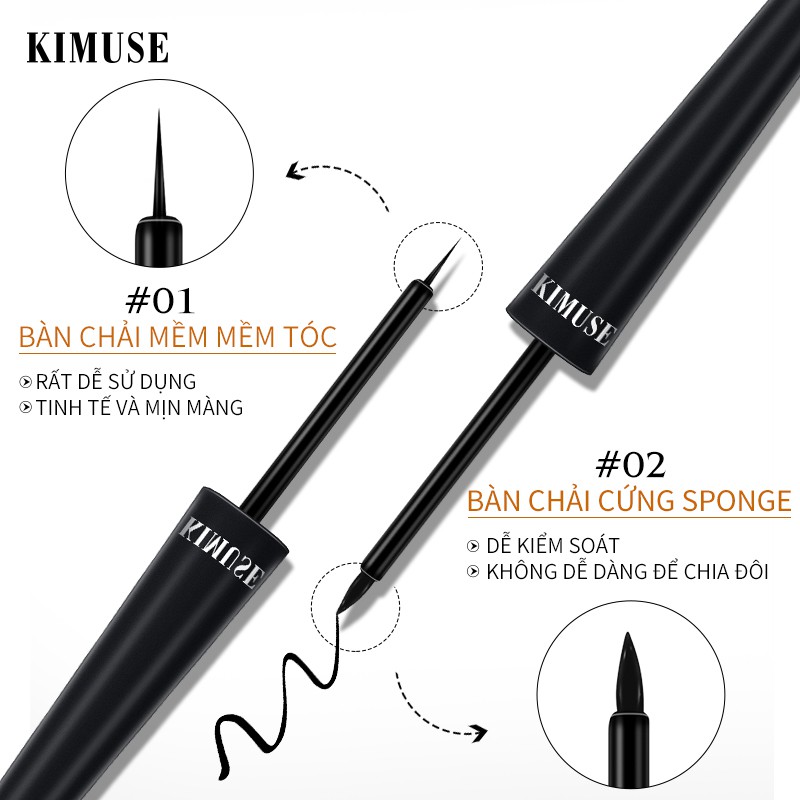 Bút kẻ mắt nước KIMUSE màu đen siêu đậm chống nước lâu trôi dễ dùng 20g