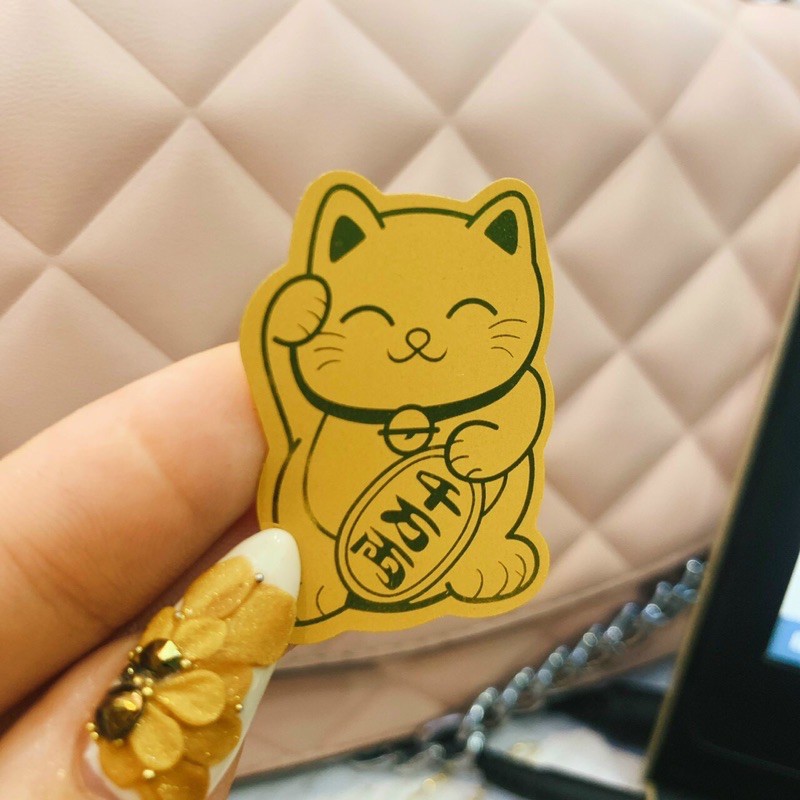 Mèo thần tài, trâu vàng mỏng dính cực đẹp dán lên điện thoại, để trong ốp tăng thẩm mỹ, cản sóng từ KLH