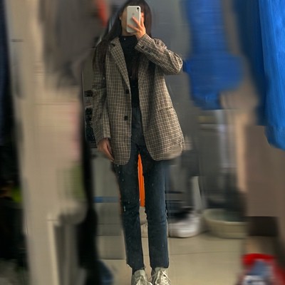 Ảnh thật 3 hình cuối-2W189.Áo blazer kẻ houndstooth thu đông sang chảnh