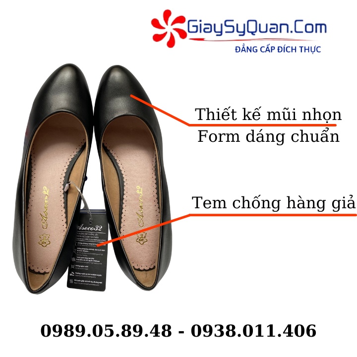 Giày công sở nữ làm từ chất liệu da cừu mềm mại, đế cao su cao 4cm bền nhẹ nhàng, bảo hành 12 tháng màu đen Mã 933A