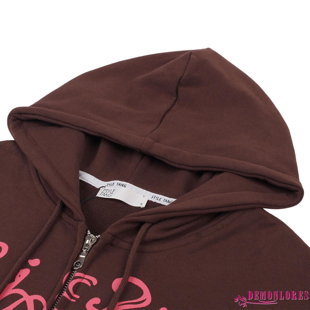 Áo khoác hoodie tay dài in họa tiết graffiti phối khóa kéo sành điệu cho nữ | BigBuy360 - bigbuy360.vn