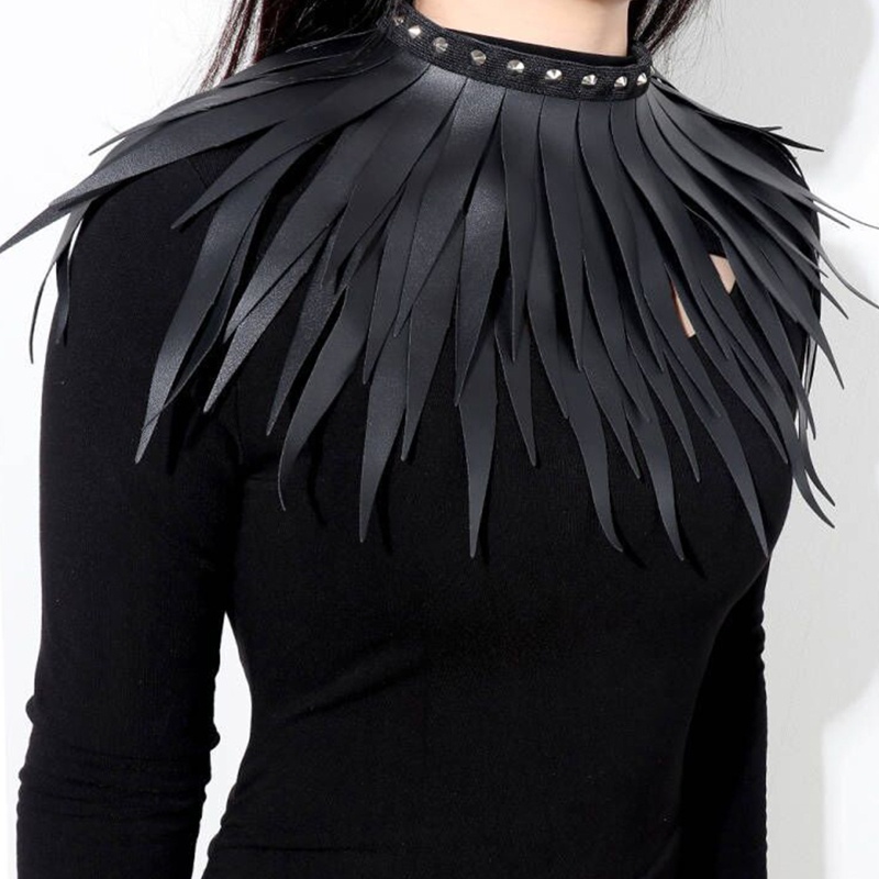 Vòng Cổ Choker Da Pu Thiết Kế Tua Rua Phong Cách Gothic Cho Nữ