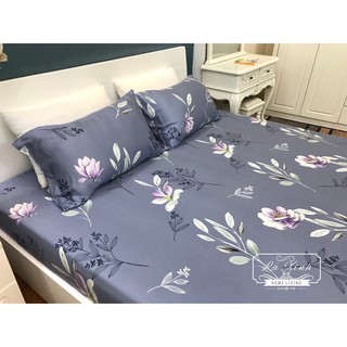 Bộ Ga Gối Lụa Tencel Hoa Xanh  ( Ảnh thật 100%)
