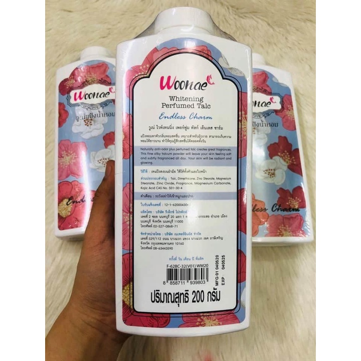 PHẤN THƠM KHỬ MÙI HƯƠNG NƯỚC HOA WOONAE WHITENING PERFUME TALC 200G THÁI LAN CHÍNH HÃNG - 9067