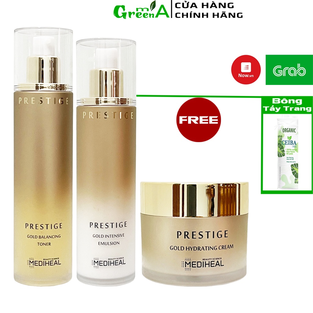 Mediheal Set Dưỡng Da 3 Món Toner Sữa Dưỡng Kem Trẻ Hóa Chống Lão Hóa Chuyên Sâu Mediheal Prestige Gold Skin Care Set