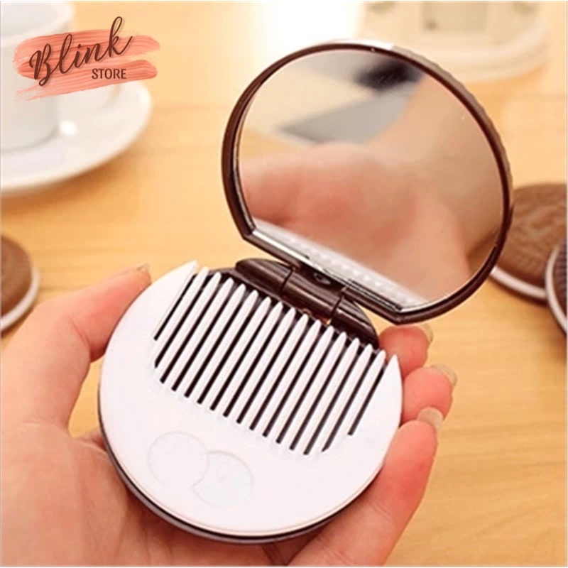 Gương mini cầm tay, soi trang điểm hình tròn hoạt hình dễ thương và tiện sử dụng