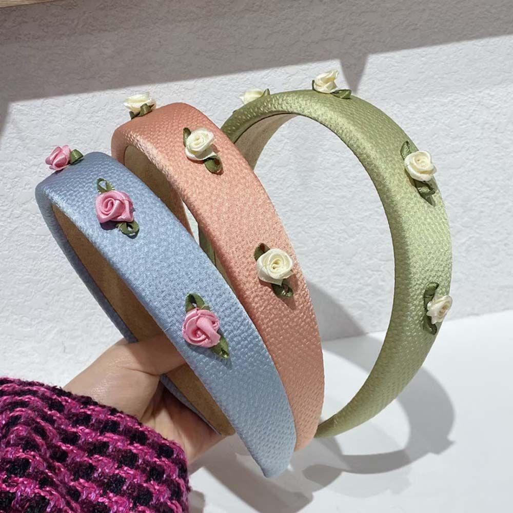 Băng Đô Cài Tóc Bằng Xốp Hình Hoa Hồng Phong Cách Vintage Thời Trang