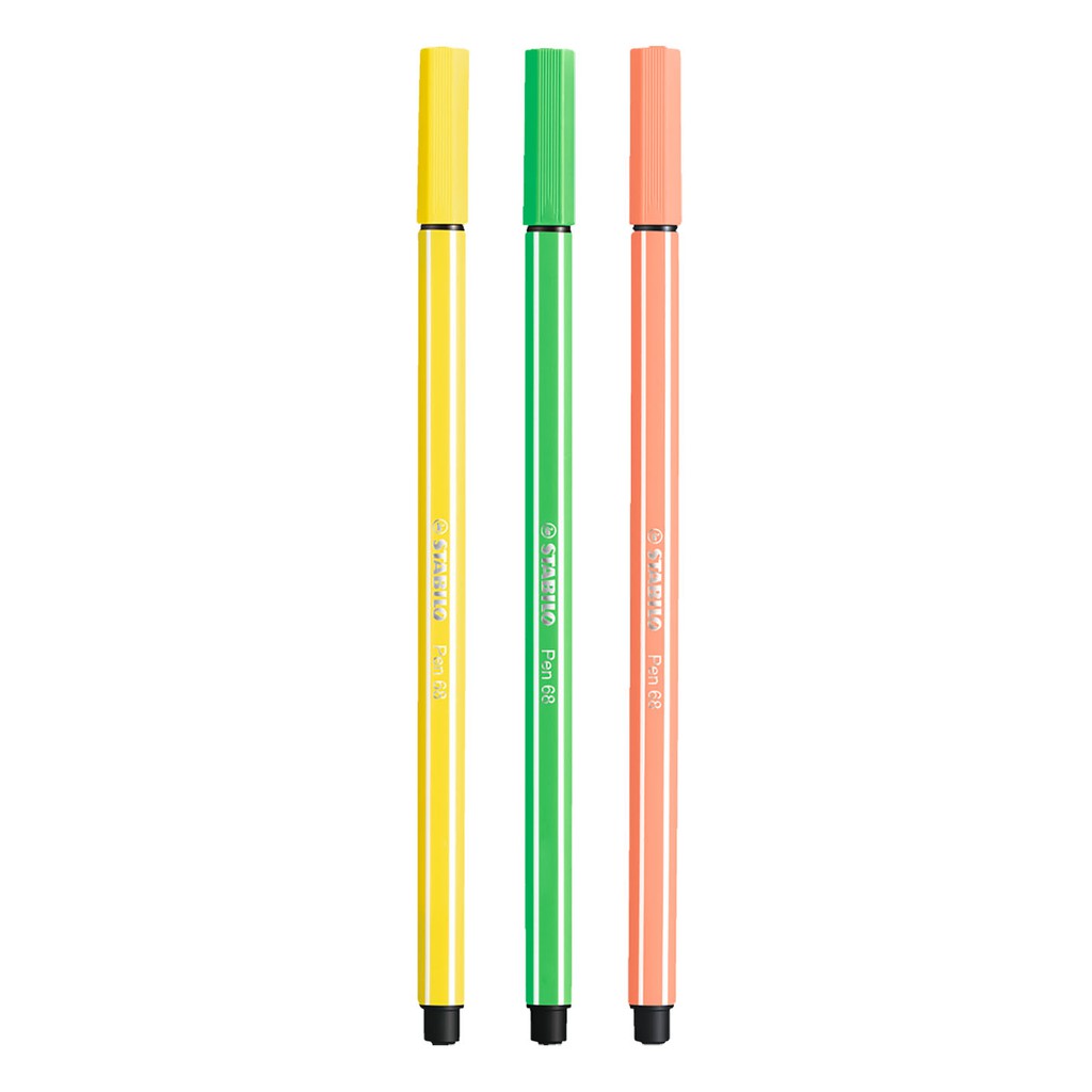 Bộ 3 Bút lông STABILO Pen 68 1.0mm vàng chanh+ xanh lá nhạt + màu da (PN68-C3PA)