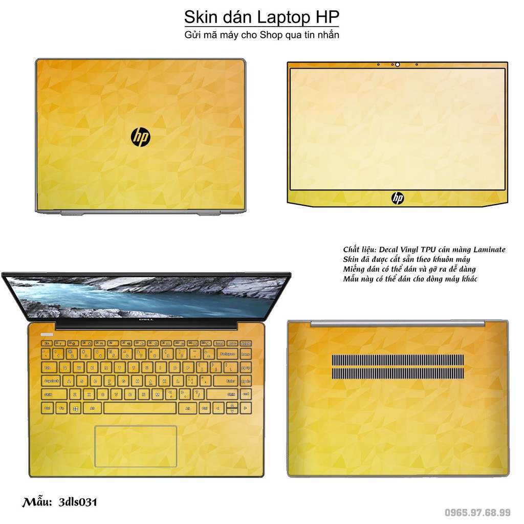 Skin dán Laptop HP in hình 3D Color (inbox mã máy cho Shop)