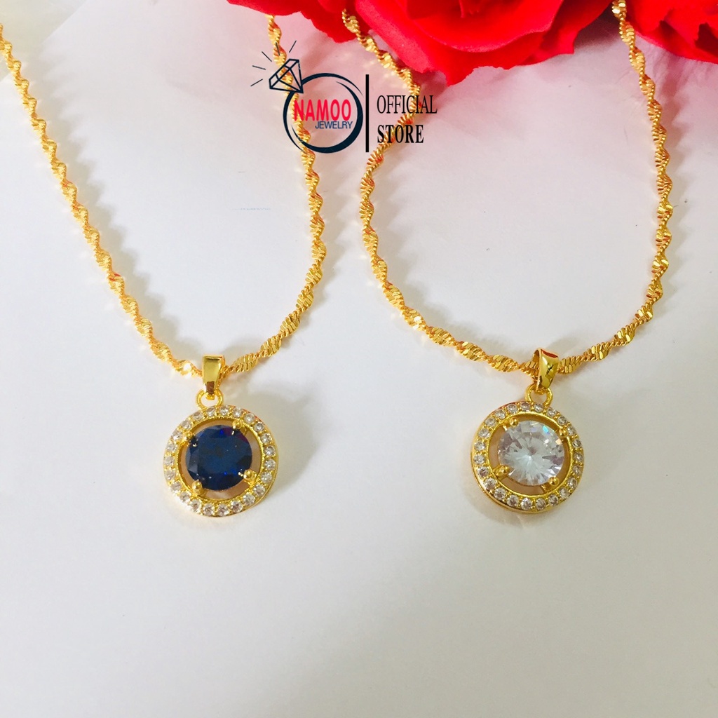 Dây Chuyền Đính Đá Nhiều Màu V509, Mặt Dây Chuyền Mạ Vàng Namoo Jewelry