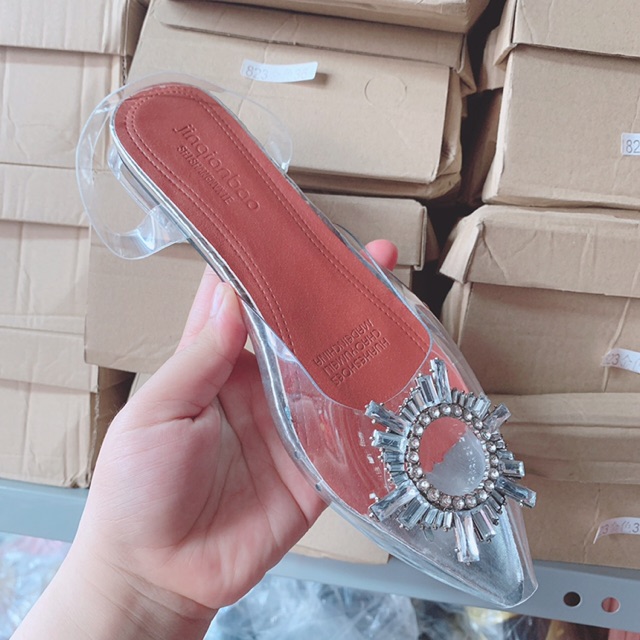 Guốc quai trong hoa đá quai hậu Gót 2p trong hàng Quảng Châu cao cấp full box