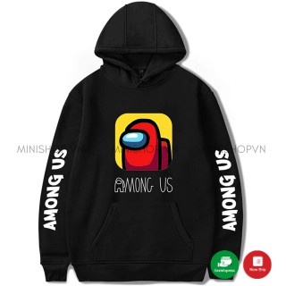 Áo Khoác Hoodie Among US Unisex Màu Đen Form Rộng Vải Nỉ Dầy Kiểu Dáng Thời Trang