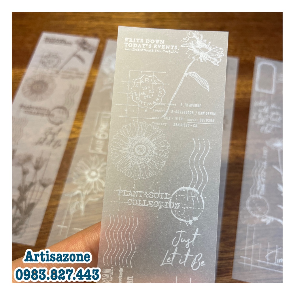Giấy Can họa tiết trang trí: scrapbook, thiệp, sổ... - Set 10 tờ