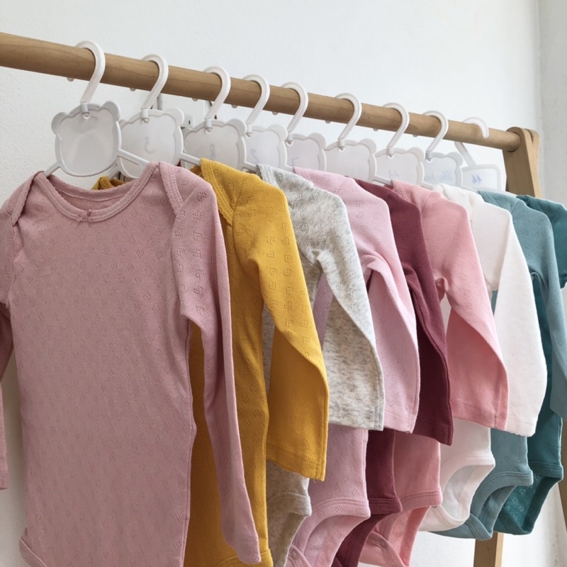 Body chip, bodysuit dài tay bé gái size 0-3m (3-5kg) chất cotton thông hơi màu trơn-Amystores