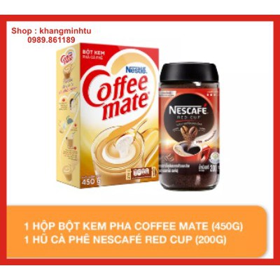 Combo 1 hộp bột kem pha café Coffee Mate (450g) + 1 hũ cà phê Nescafé Red Cup (200g)