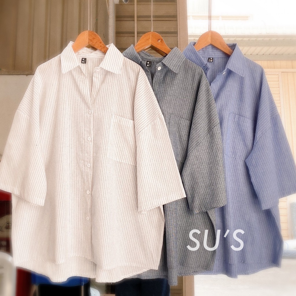 Áo sơ mi kẻ sọc cộc tay túi trước A1861 SUSTORE