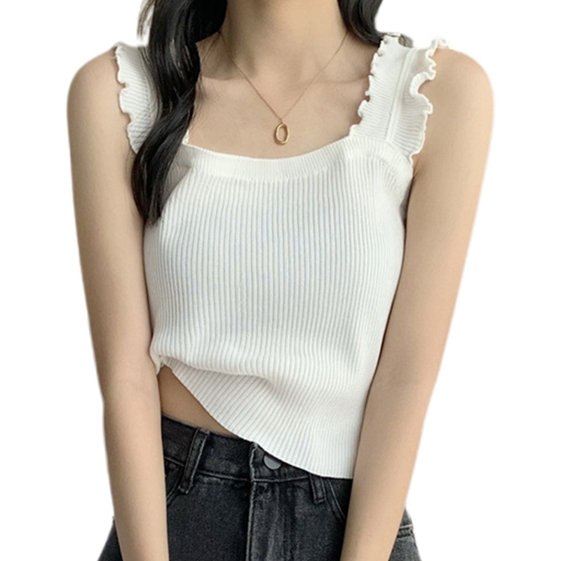 Youyo Áo Tank Top Không Tay Nhún Bèo Dáng Ôm Thời Trang Đi Biển Ngày Lễ