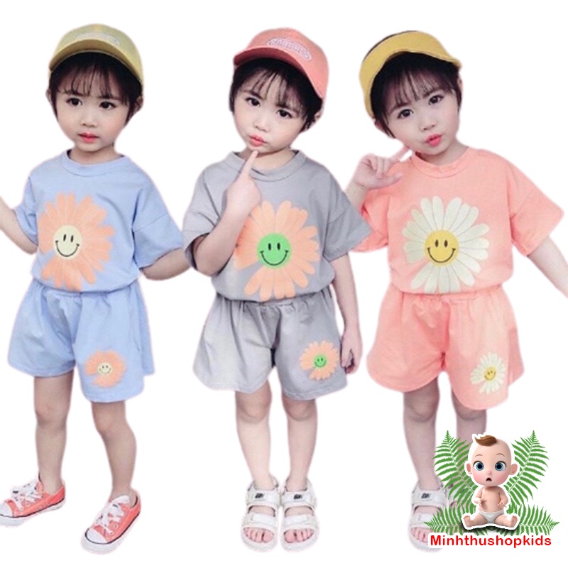 Bộ Cộc Tay Bé Gái Hoa Cúc Cotton 8-18kg QATE 312