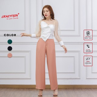 Quần ống suông nữ CRAZYTEEN hai nút Q0028