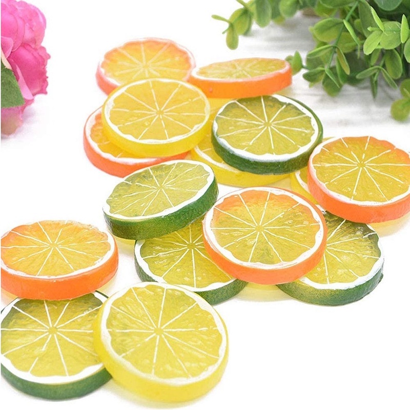 Mô hình lát chanh giả bằng nhựa cỡ nhỏ 5cm có 3 màu để trang trí tiệc cưới / nhà bếp