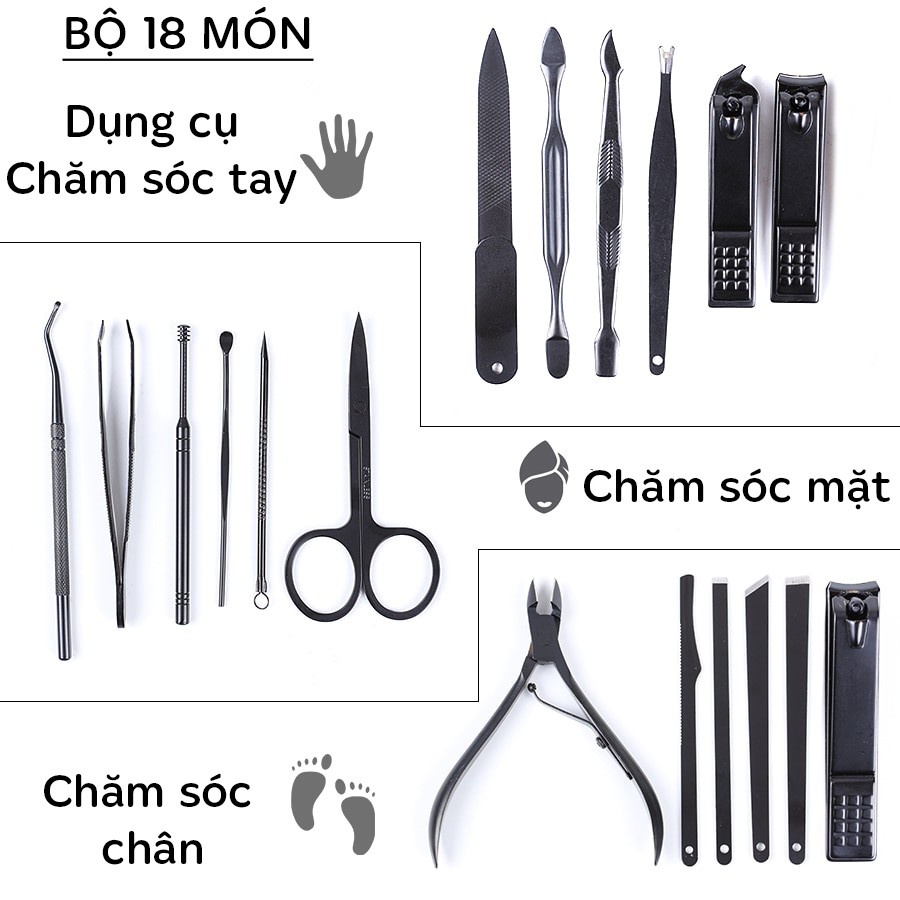 Bộ Dụng Cụ Cắt Tỉa Móng 18 Món Tiện Dụng Kéo Căt Móng Hồng Siêu Sang Chất Liệu Thép Không Gỉ Cao Cấp Kotic_shop