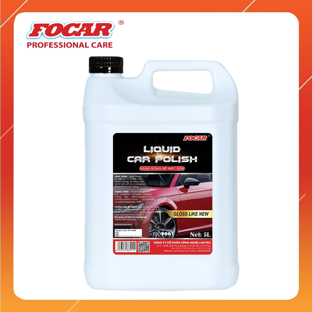 Dung dịch dưỡng đánh bóng sơn ô tô Focar Liquid Car polish 5L