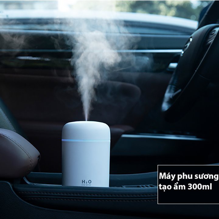 Máy xông tinh dầu phun sương tạo độ ẩm khử mùi không khí cho phòng ngủ, xe hơi 300ml có đèn led