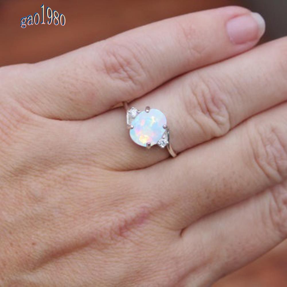 Nhẫn Đính Hôn Hợp Kim Đính Đá Opal Tinh Tế Thời Trang Cho Nữ