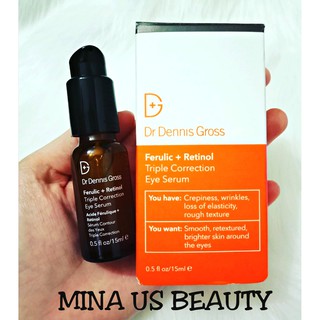 [5/15ml] Serum mắt giảm quầng thâm, bọng mắt Dr Dennis Gross Ferulic + Retinol Triple Correction Eye Serum
