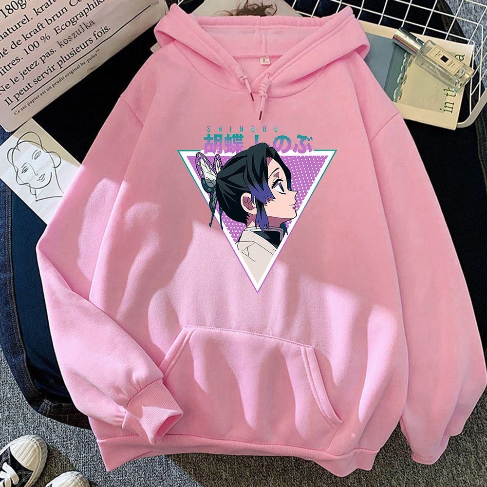 Áo Hoodie Mùa Đông In Hình Nhân Vật Anime Demon Slayer Shinobu Dễ Thương Phong Cách Harajuku Cho Nữ