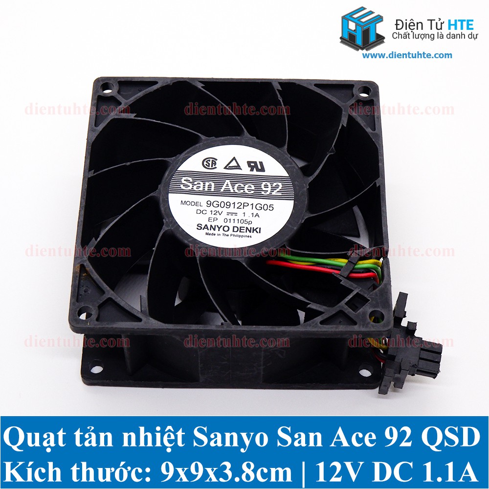 Quạt tản nhiệt San Ace 92 9xx9xx38mm 12V 1.1A tháo máy [HTE Quy Nhơn CN2]