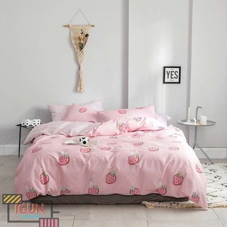 set THỎ ĂN DÂU TÂY HỒNG bộ Chăn Ga Gối 4 món COTTON ORGANIC 100% nhập khẩu HÀN QUỐC
