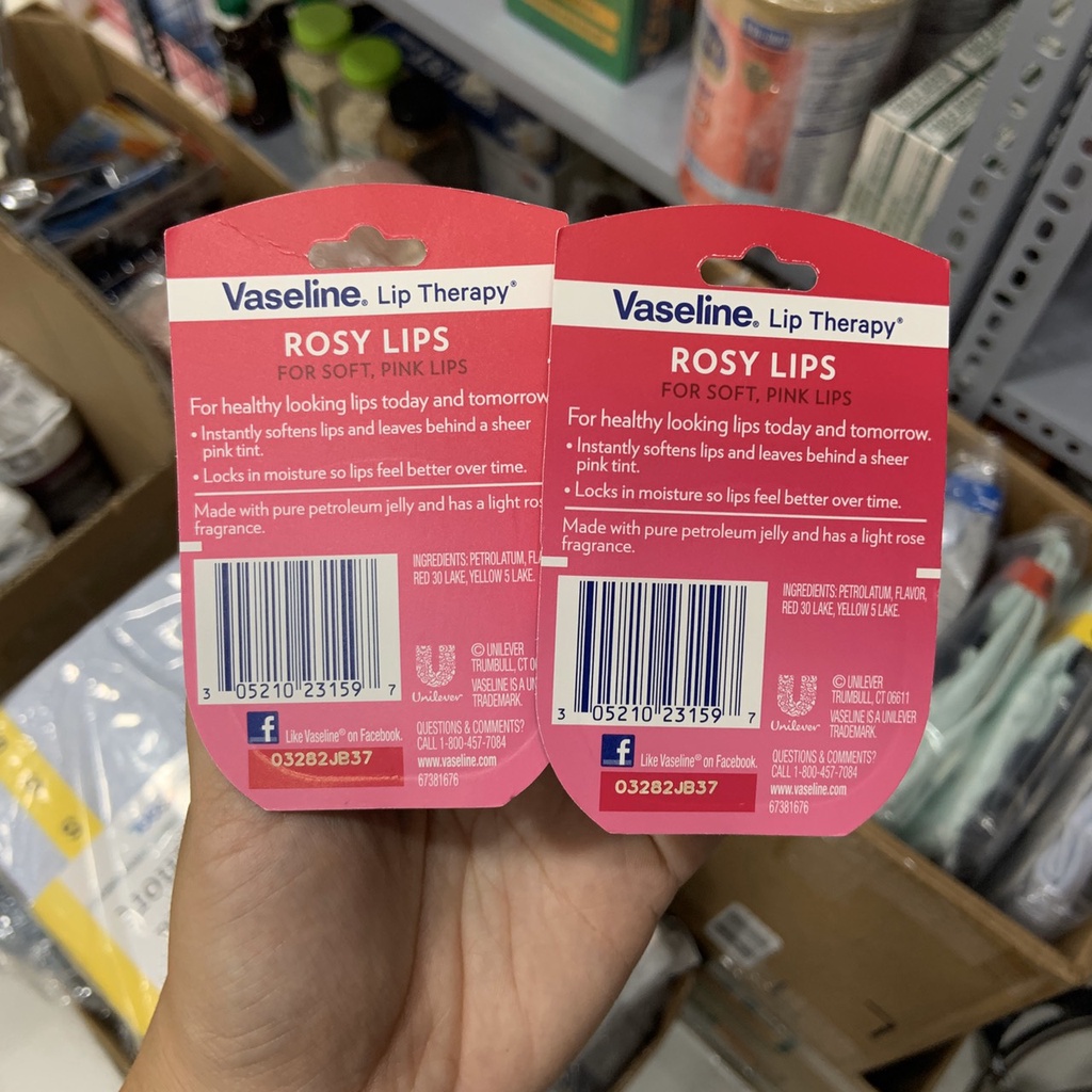 Set 2 lọ dưỡng môi Vaselin Lip Therapy Rosy Lips 100% không chì giúp môi được nuôi dưỡng căng mọng - EDS Hàng Mỹ