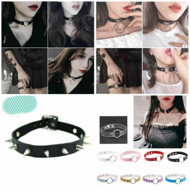 Vòng chocker da pu nhiều mẫu gothic