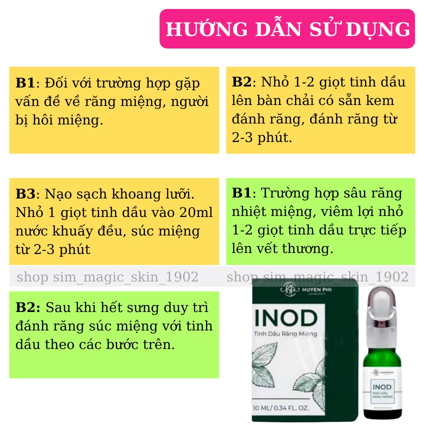 Tinh Dầu Răng Miệng Inod Huyền Phi Hết Hôi Miệng Nhiệt Miệng Sâu Răng Chảy Máu Chân Răng Viêm Họng Viêm Amidan Hiệu Quả