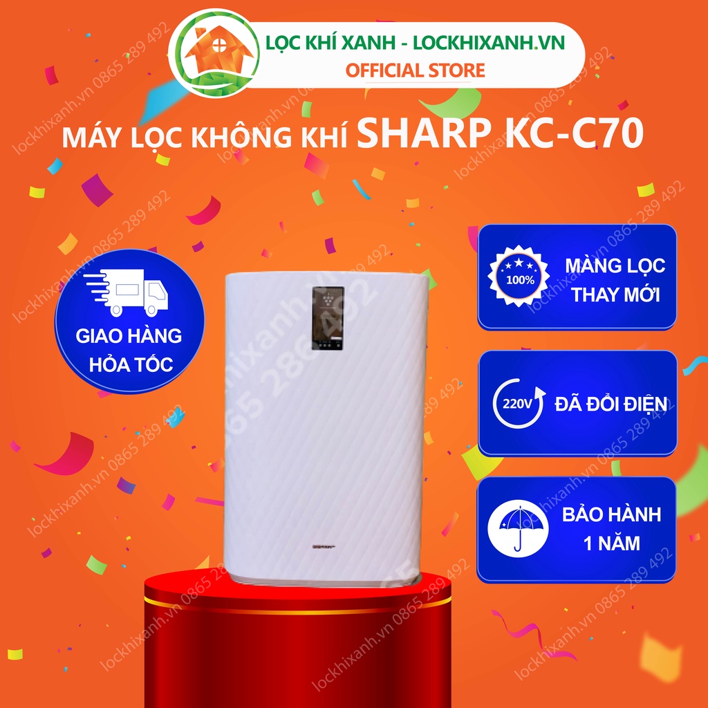 Máy lọc không khí Sharp KC-C70 nội địa Nhật, tạo ion âm, diệt khuẩn, bù ẩm