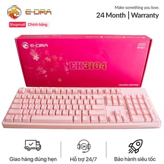 Bàn chím cơ E-Dra EK3104 Dream Pink - Màu hồng - Huano switch - Kết nối Type C - Led Trắng